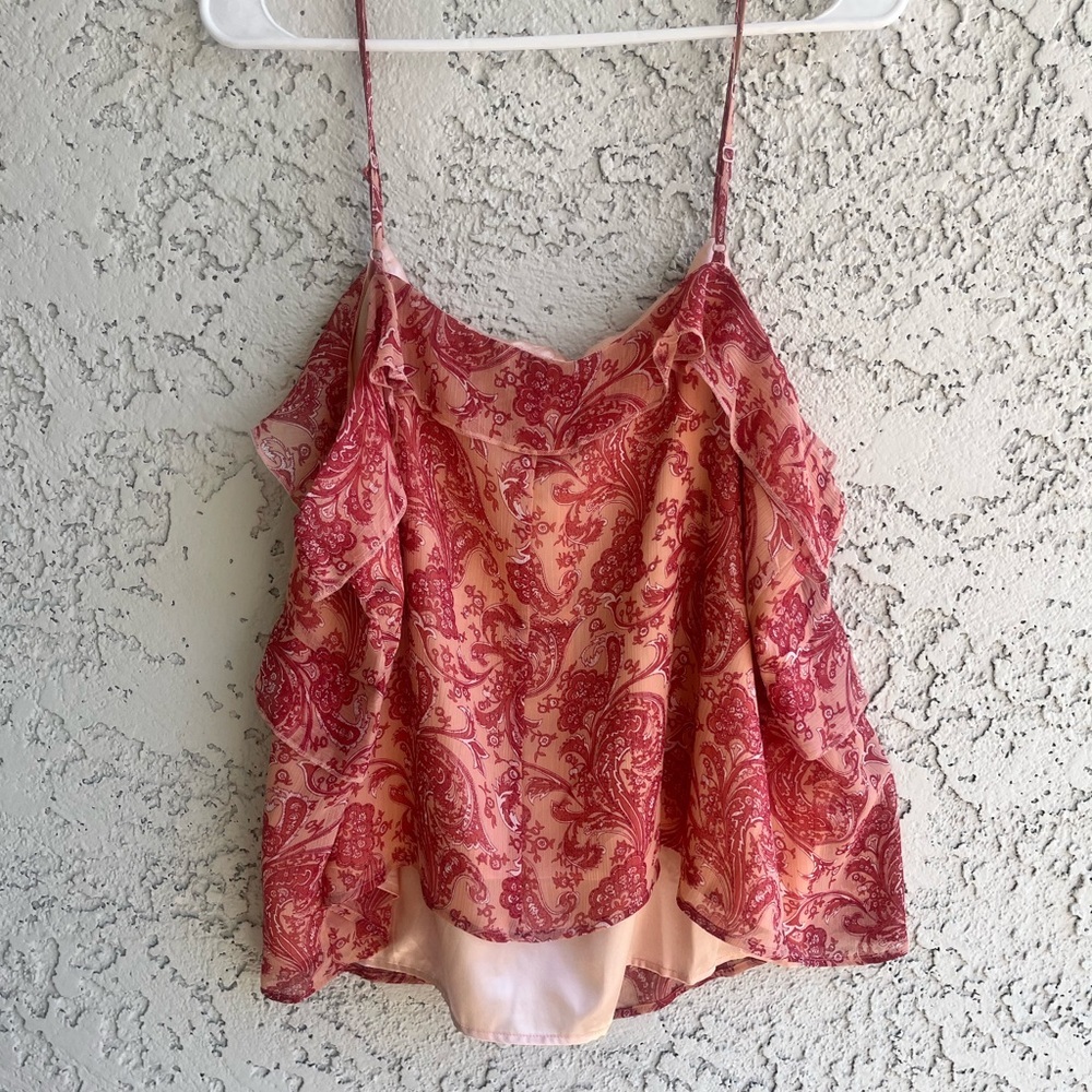 EXPRESS Adjustable Strap Pink Paisley Tank Top with Pearl Details NWT Women’s XL - Picture 5 of 12